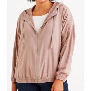 COS Hooded Zip Up Jacket Womens XS Pink Oversize Boyfriend Minimalist Casual